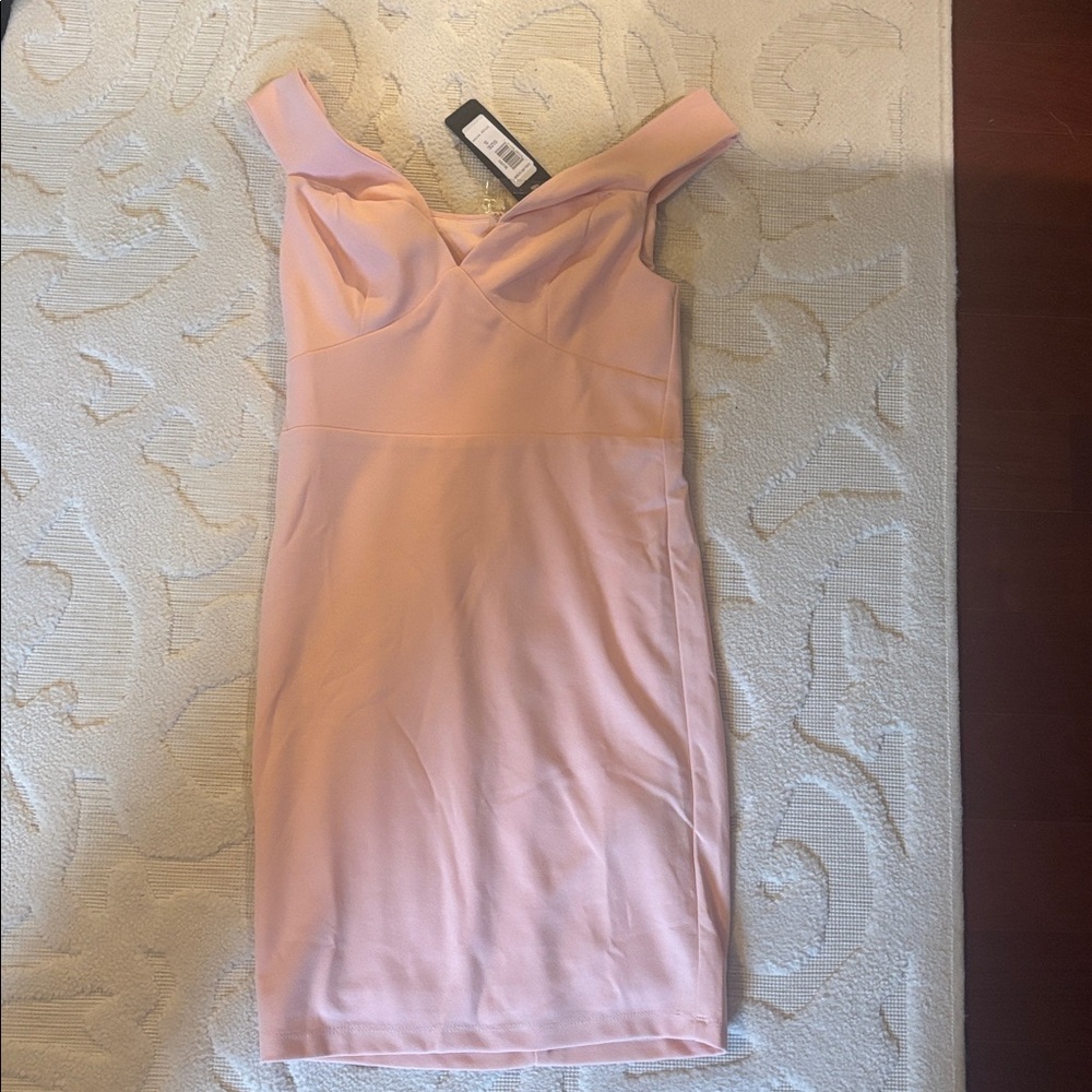 bebe Pink Off-Shoulder Midi Dress